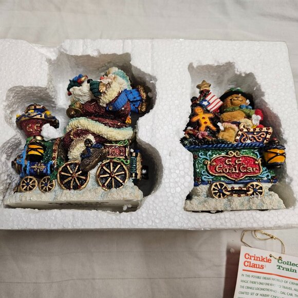 Crinkle Claus Collectible Train Set Christmas Figurines With Box - Picture 1 of 13